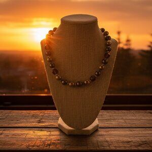 Premier Design necklace with silver & gold pearls & ember beads